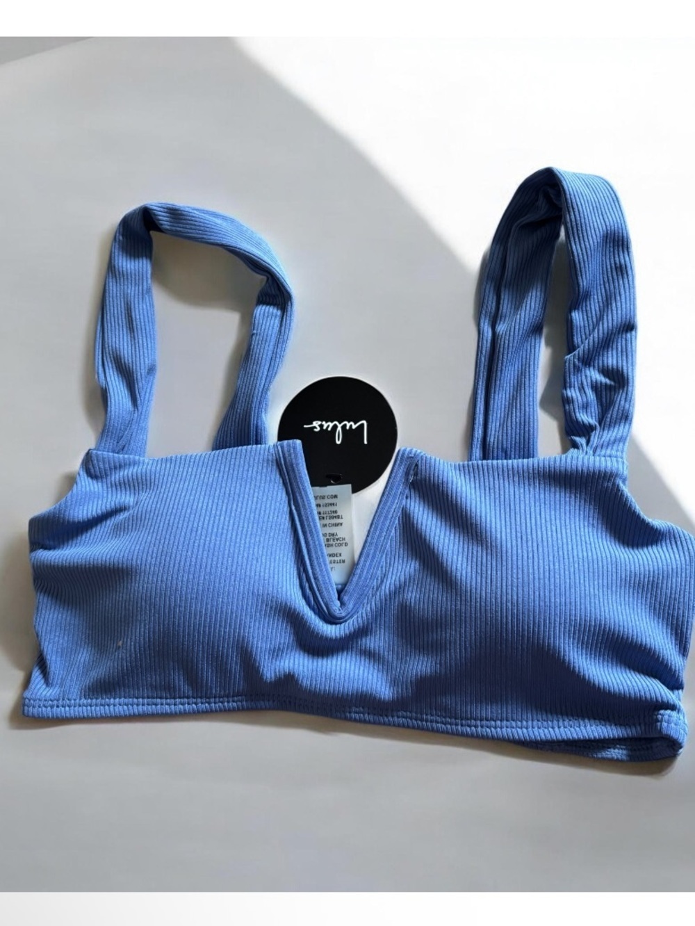 Lulu’s Stay Salty Periwinkle Blue Ribbed Bikini Top NWT